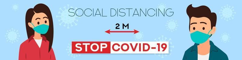 Social Distance concept, web banner coronavirus prevention vector