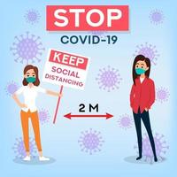 concepto de distancia social, banner web prevención de coronavirus vector