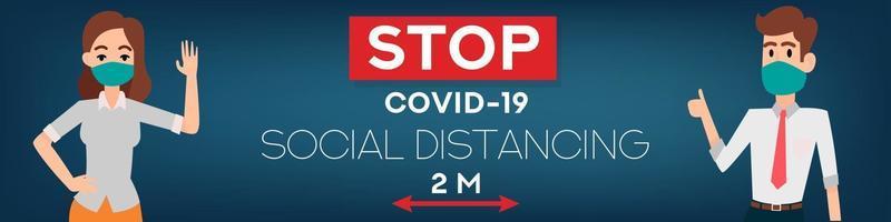 Social Distance concept, web banner coronavirus prevention vector