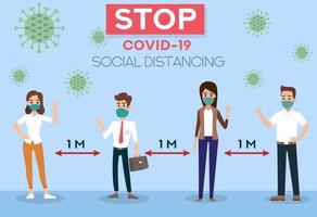 concepto de distancia social, banner web prevención de coronavirus vector