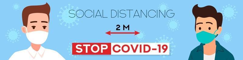 Social Distance concept, web banner coronavirus prevention vector