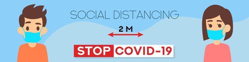 Social Distance concept, web banner coronavirus prevention vector