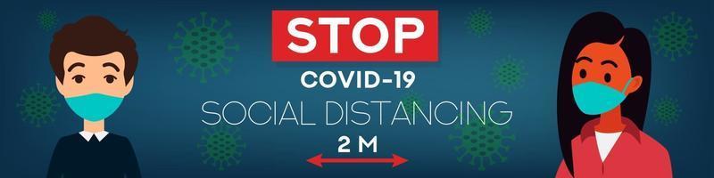 Social Distance concept, web banner coronavirus prevention vector