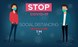 concepto de distancia social, banner web prevención de coronavirus vector