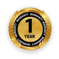 Gold vector guarantee sign 1 year warranty label