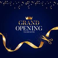 Grand Opening Card with Ribbon and Scissors Background vector