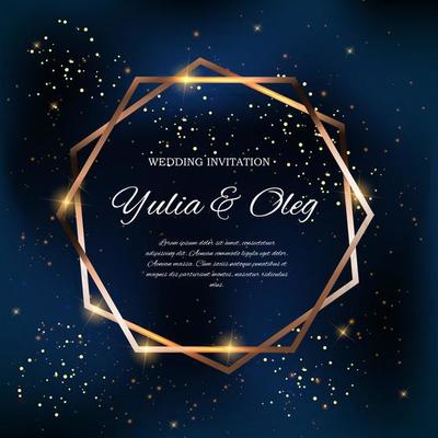 Wedding Invitation with Night Sky and Stars Background