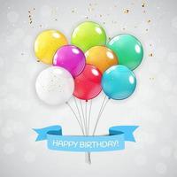 Color Glossy Happy Birthday Balloons Banner Background Vector Illustration