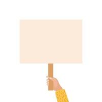 Hands holding blank placard isolated on white background vector