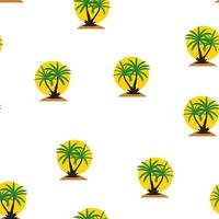 Seamless pattern with coconut palm tree island vector