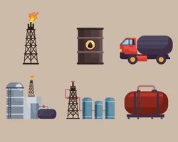 seis iconos de fracking vector