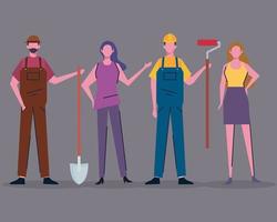 professionals workers characters vector