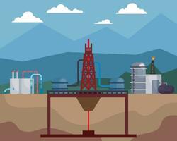 escena de la industria del fracking vector