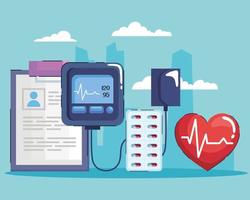 four hypertension disease icons vector