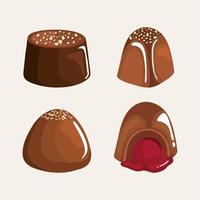 cuatro iconos de chocolate vector