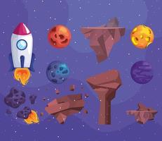 ten space icons vector