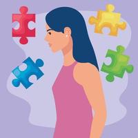 woman and puzzle vector