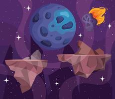 planet and asteroids vector