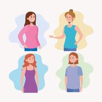 four young girls vector