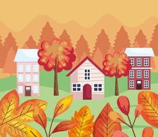 urban autumn scene vector