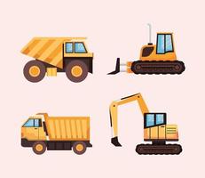 four mine vehicles vector