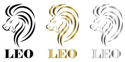 logotipo de línea de cabeza de león signo del zodíaco leo vector