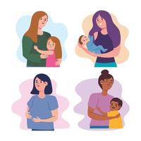 four mothers characters vector