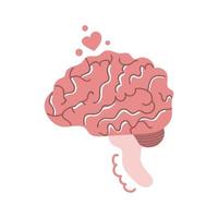 Hand drawn human brain Cute flat modern illustration internal organ concept vector