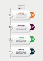 Plantilla de infografía de flujo de trabajo de proceso de 4 pasos vector