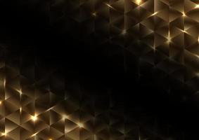 Abstract gold geometric triangle shape luxury pattern with lighting on black background vector