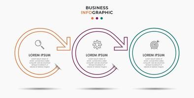 Plantilla de negocio de diseño infográfico vectorial con iconos y 3 opciones o pasos que se pueden utilizar para presentaciones de diagrama de proceso banner de diseño de flujo de trabajo vector