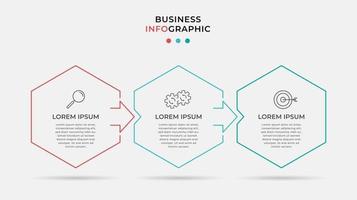 Plantilla de negocio de diseño infográfico vectorial con iconos y 3 opciones o pasos que se pueden utilizar para presentaciones de diagrama de proceso banner de diseño de flujo de trabajo vector