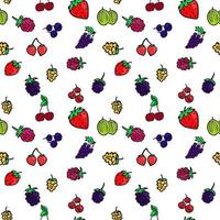 Seamless background with different berries Bright berry pattern vector