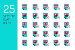 Documents and files flat vector icons set