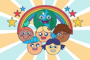grupo de niños diverso de niños de varias razas vector