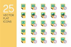 Documents and files flat vector icons set