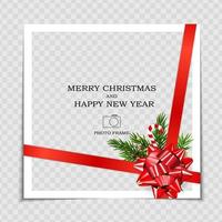 Merry Christmas and Happy New Year Photo Frame Template vector