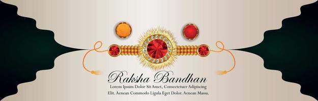 Happy raksha bandhan invitation banner with golden rakhi vector