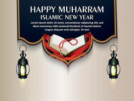 Islamic new year celebration greeting card with vector illustration