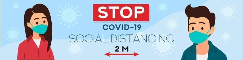 Social Distance concept, web banner coronavirus prevention vector