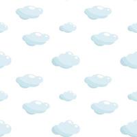 Hand drawn seamless pattern with cute blue clouds on a white background  Vector illustration