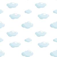 Hand drawn seamless pattern with cute blue clouds on a white background  Vector illustration