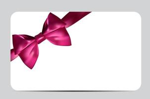 Blank Gift Card Template with Pink Bow and Ribbon vector