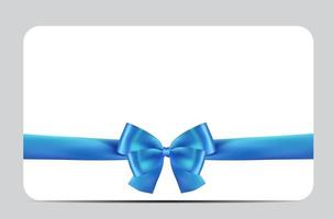 Blank Gift Card Template with Blue Bow and Ribbon vector