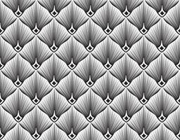 Abstract geometric pattern with stripe lines Artistic fan shape floral ornamenal tile background Black and white texture vector