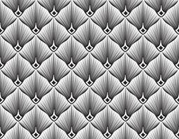 patrón geométrico abstracto con líneas de rayas artístico en forma de abanico floral ornamenal azulejo de fondo textura en blanco y negro vector