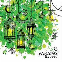 Ramadan Kareem background on watercolor texture. vector