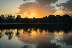 Sunset at Edo castle in Tokyo, Japan in winter photo