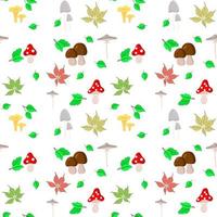 Seamless background with mushrooms and leaves Autumn vector