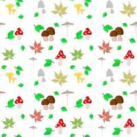 Seamless background with mushrooms and leaves Autumn vector